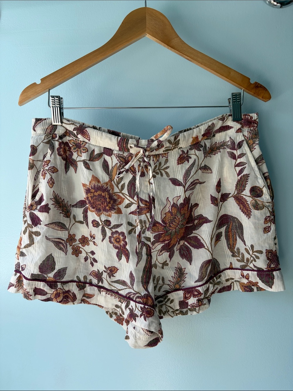 Rachel Zoe Organic Cotton Floral Print Drawstring Pajama Short Women’s Size L